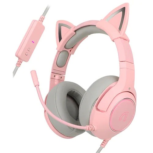 [ABKO] 앱코 B772 핑크 고양이 귀 가상 7.1 채널 진동 게이밍 헤드셋